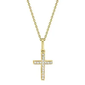 0.06ctw Diamond Cross Necklace, Yellow Gold