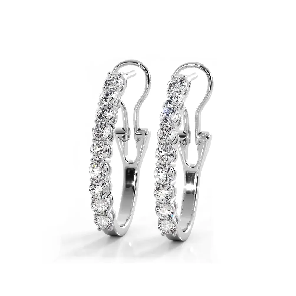 1.0 ct. Round Diamond Hoop Earrings With Omega Backing