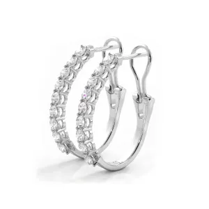 1.0 ct. Round Diamond Hoop Earrings With Omega Backing