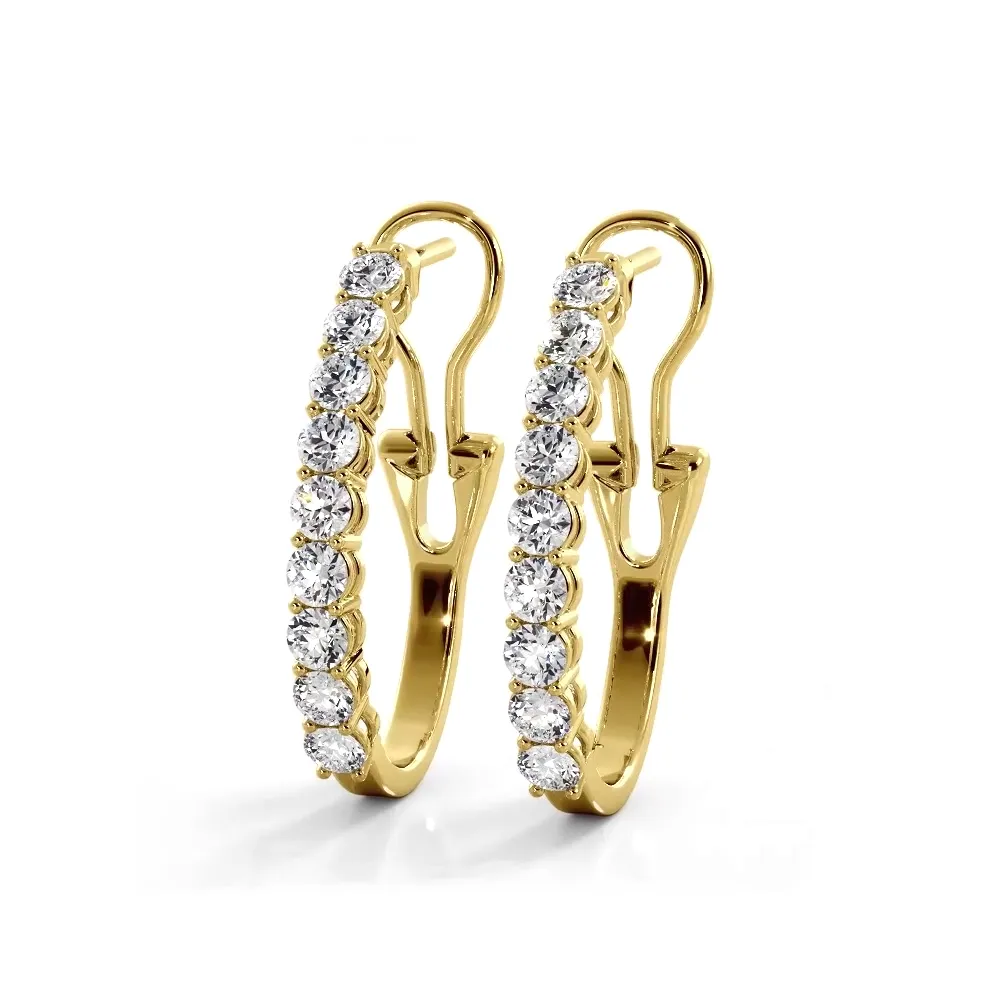 1.0 ct. Round Diamond Hoop Earrings With Omega Backing