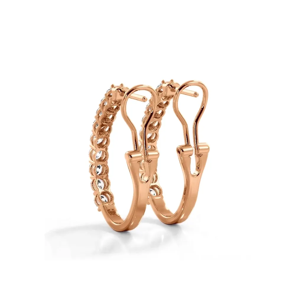 1.0 ct. Round Diamond Hoop Earrings With Omega Backing