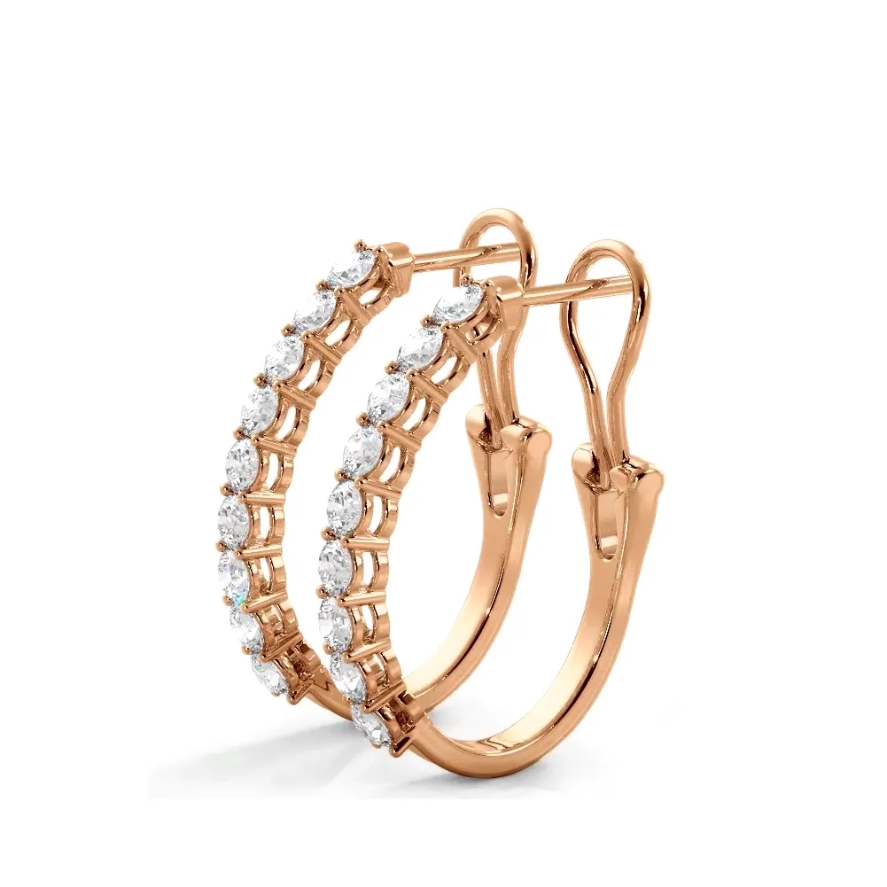 1.0 ct. Round Diamond Hoop Earrings With Omega Backing