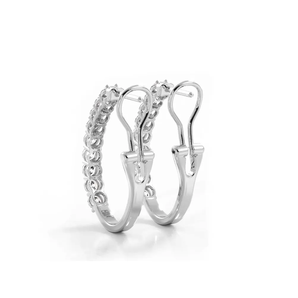 1.0 ct. Round Diamond Hoop Earrings With Omega Backing
