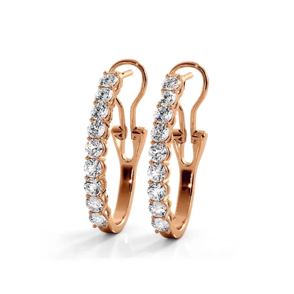 1.0 ct. Round Diamond Hoop Earrings With Omega Backing