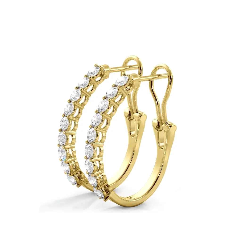 1.0 ct. Round Diamond Hoop Earrings With Omega Backing