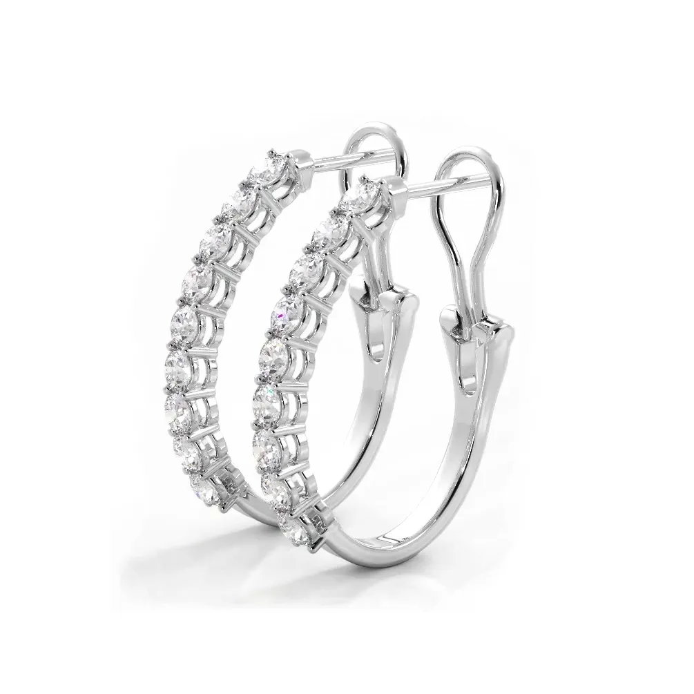 1.0 ct. Round Diamond Hoop Earrings With Omega Backing