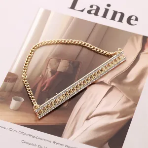 100mm Golden Chain Diamond Strip Bridge Alloy Brooch Decorative Pin