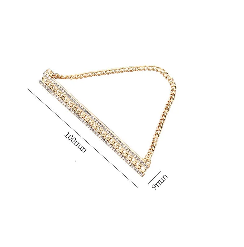 100mm Golden Chain Diamond Strip Bridge Alloy Brooch Decorative Pin