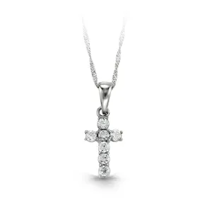 10K White Gold CZ Baby Cross Necklace