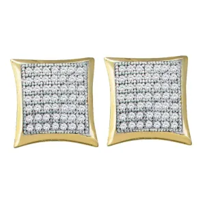 10K Yellow Gold Round Diamond Square Kite Square Screwback Earrings 1/3 Cttw