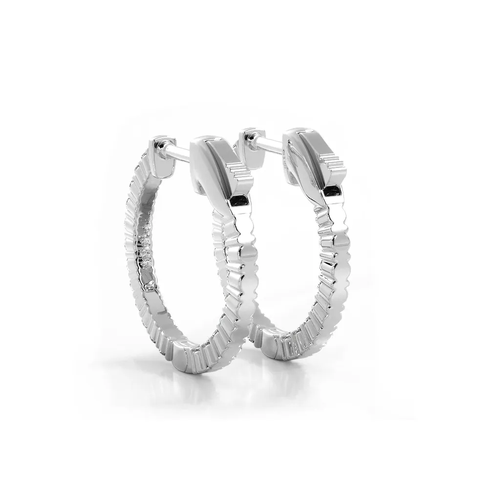 1.20 ctw. Single Row Classic Inside Out Diamond Petite Hoop Earrings