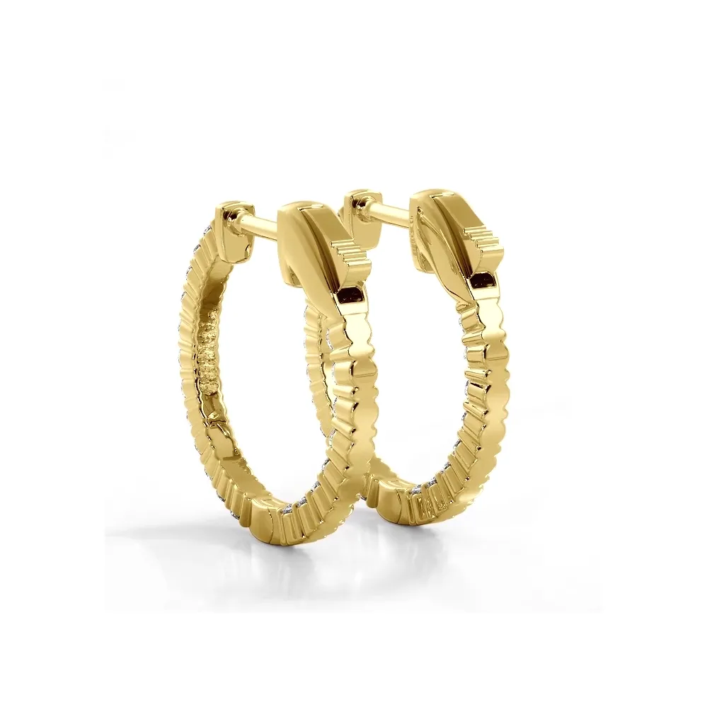 1.20 ctw. Single Row Classic Inside Out Diamond Petite Hoop Earrings