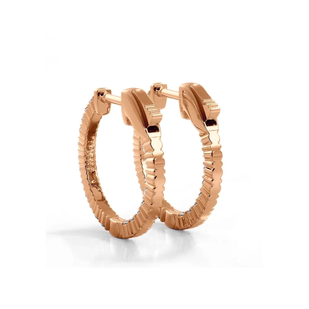 1.20 ctw. Single Row Classic Inside Out Diamond Petite Hoop Earrings