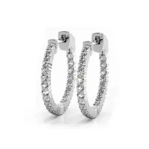 1.20 ctw. Single Row Classic Inside Out Diamond Petite Hoop Earrings