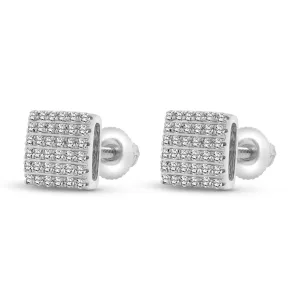 14 Karat White Gold 0.22ct Diamond Square Stud Earrings