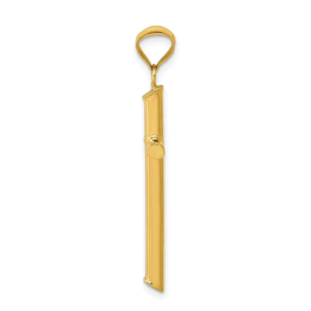 14k 3-D Polished Hollow Cross Necklace