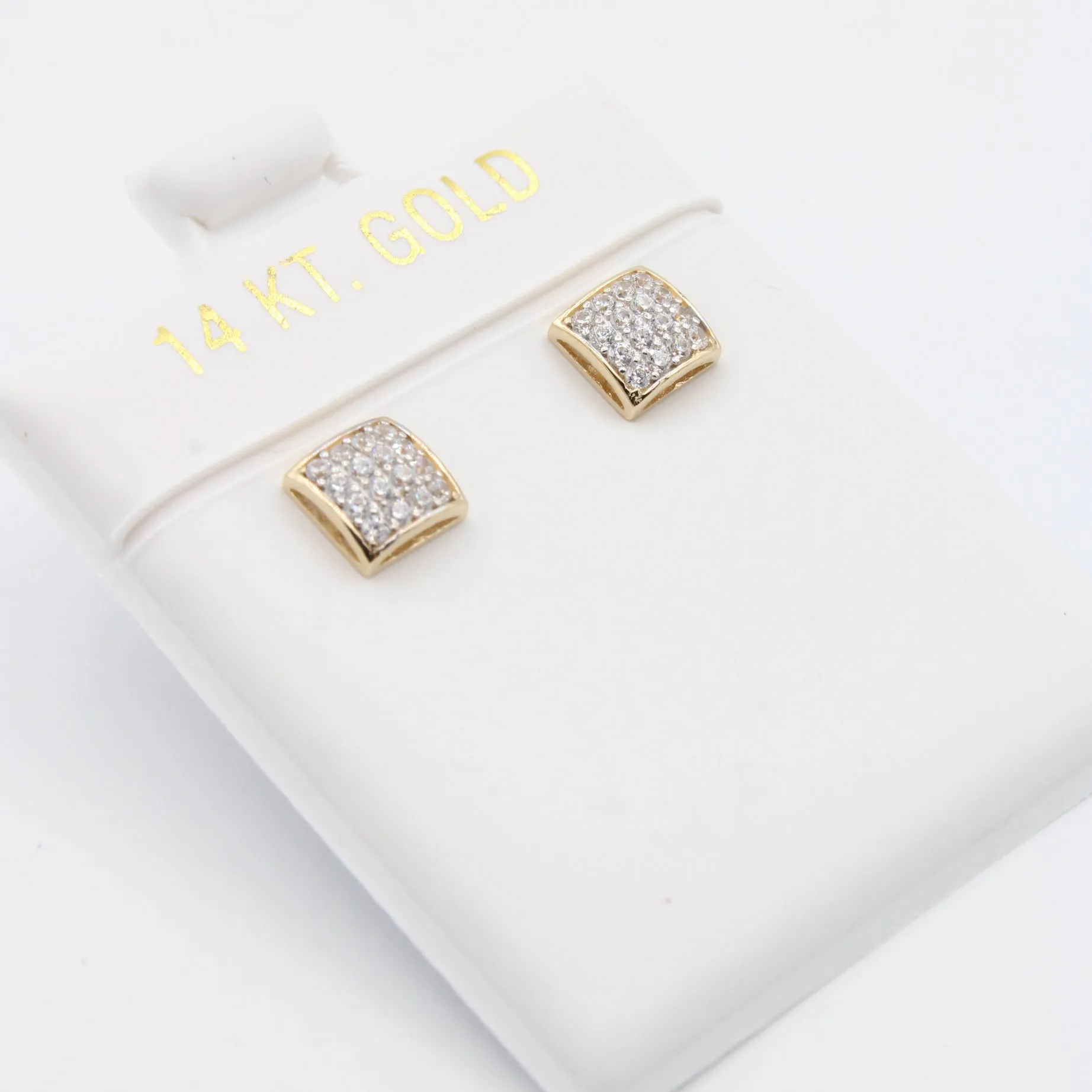 14K CZ Square Earrings (5.7MM) JTJ™