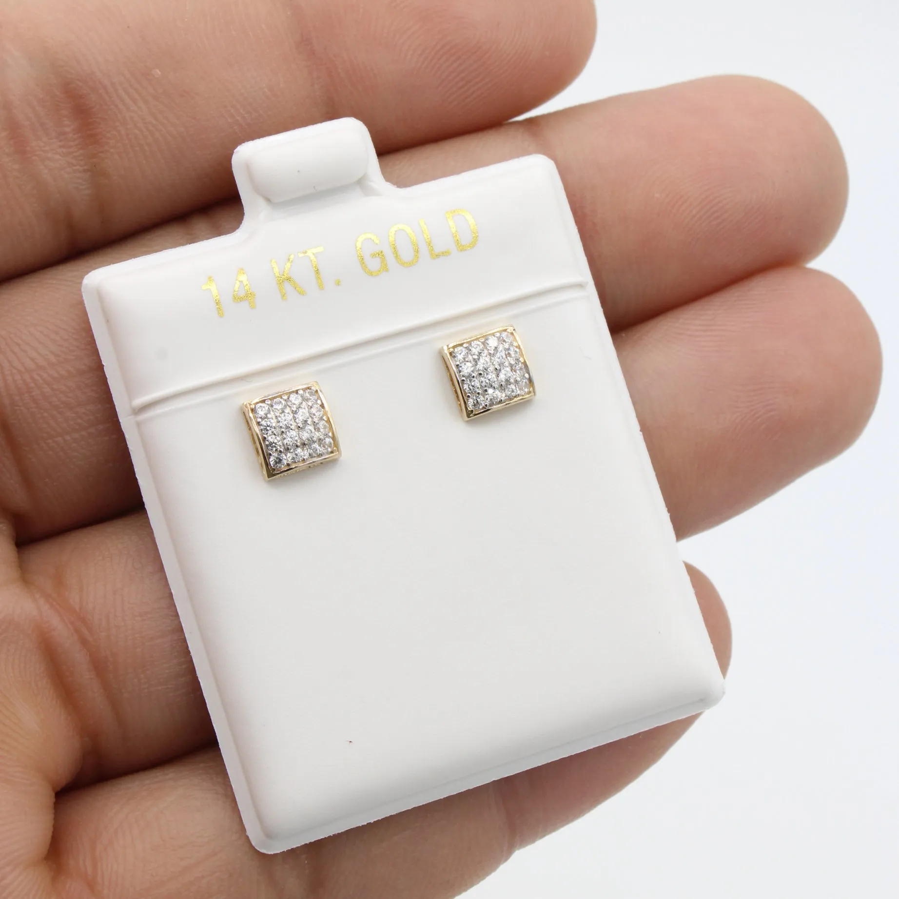 14K CZ Square Earrings (5.7MM) JTJ™