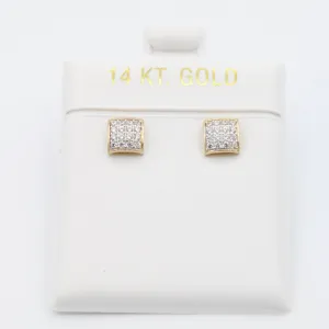 14K CZ Square Earrings (5.7MM) JTJ™