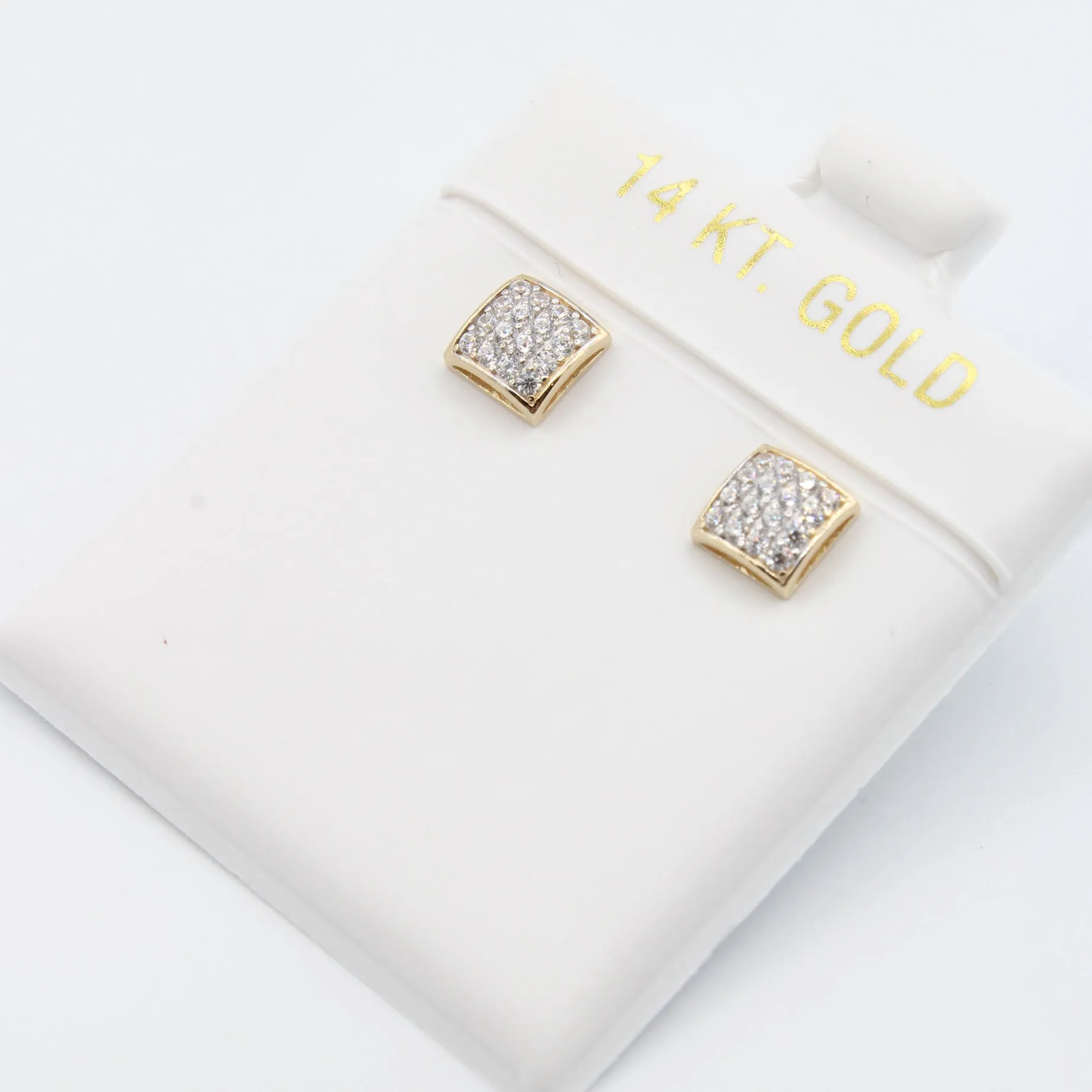 14K CZ Square Earrings (5.7MM) JTJ™