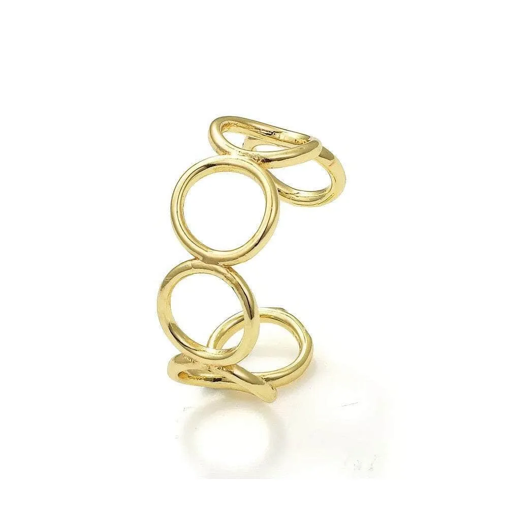 14K Gold Adjustable Two Set Circle Ring