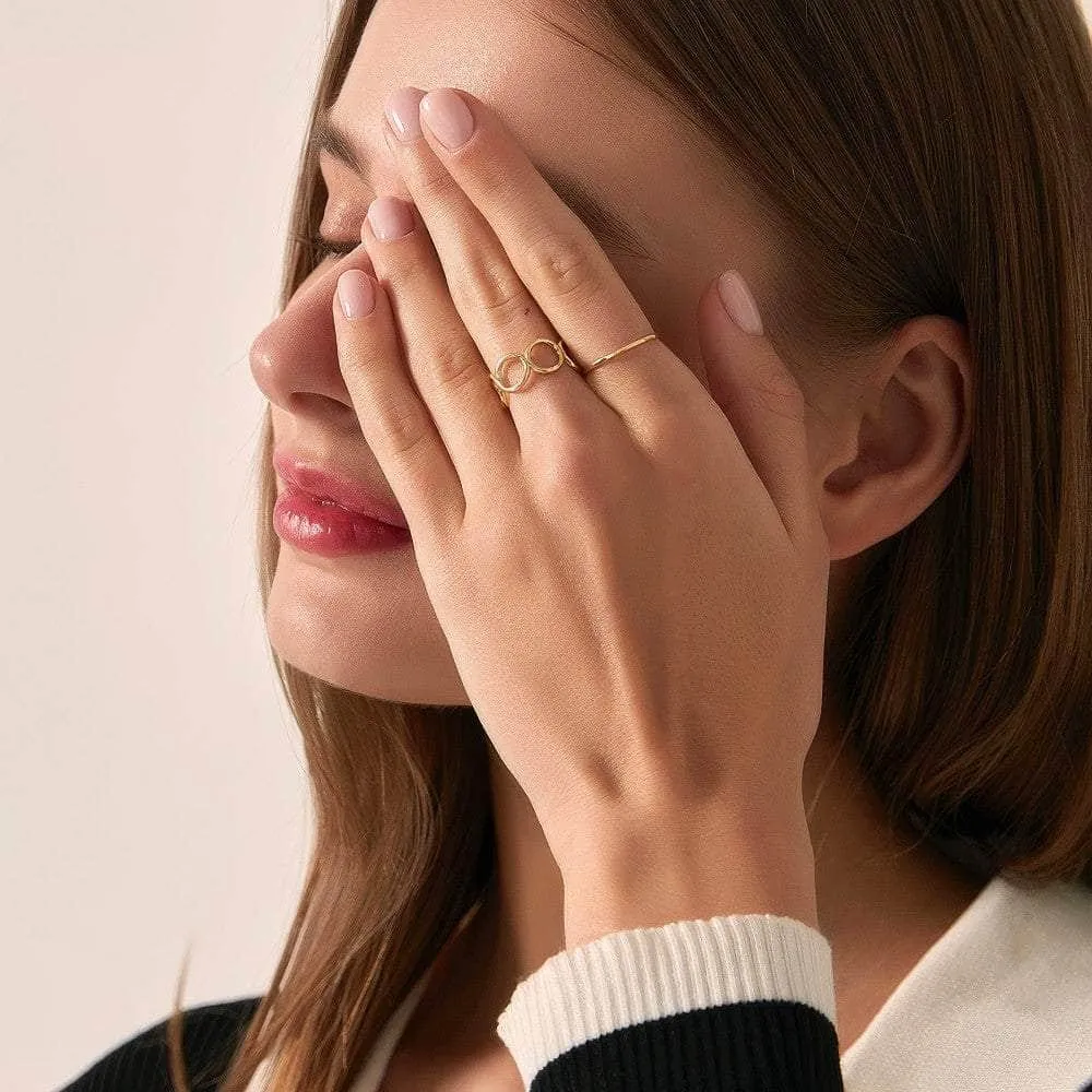 14K Gold Adjustable Two Set Circle Ring
