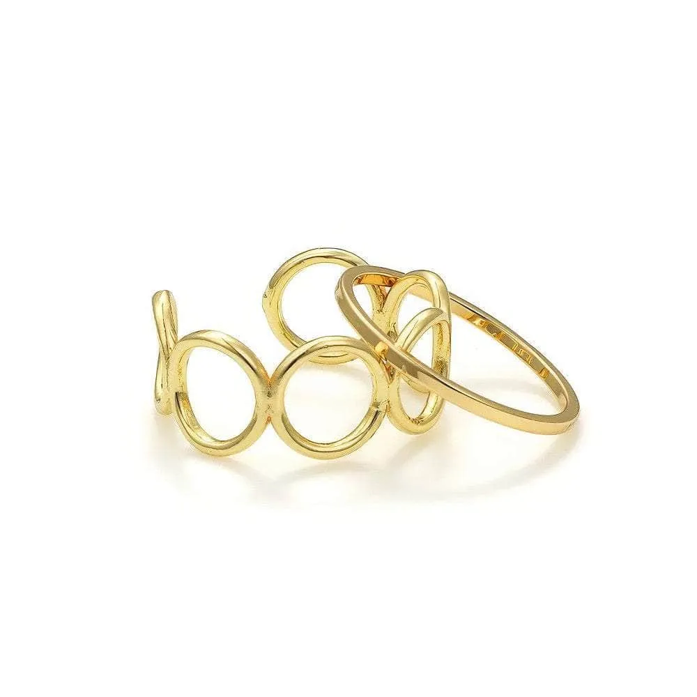 14K Gold Adjustable Two Set Circle Ring