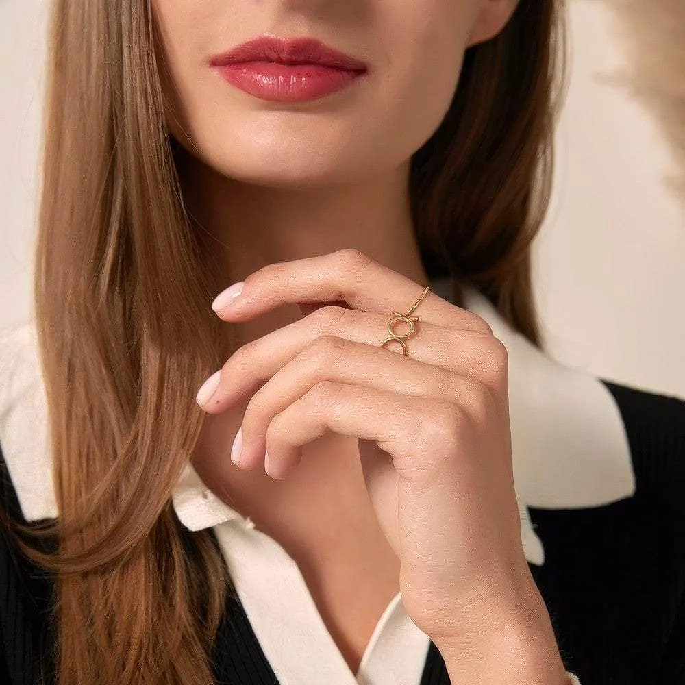 14K Gold Adjustable Two Set Circle Ring