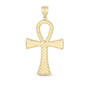 14K Gold Ankh Cross Pendant