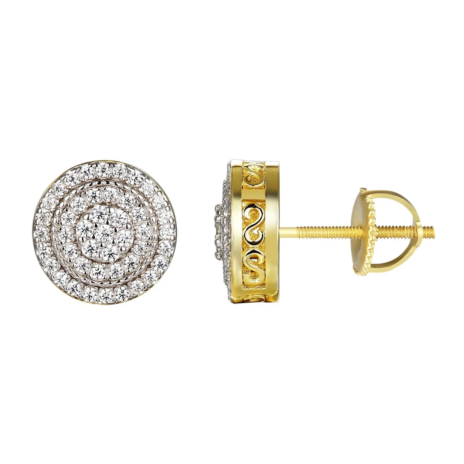 14k Gold Finish 3D Designer Silver Stud Earrings