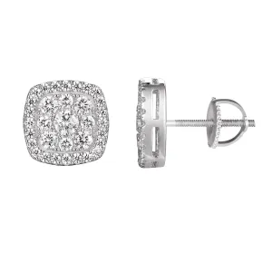 14k Gold Finish Silver Square Screw Back Stud Earring