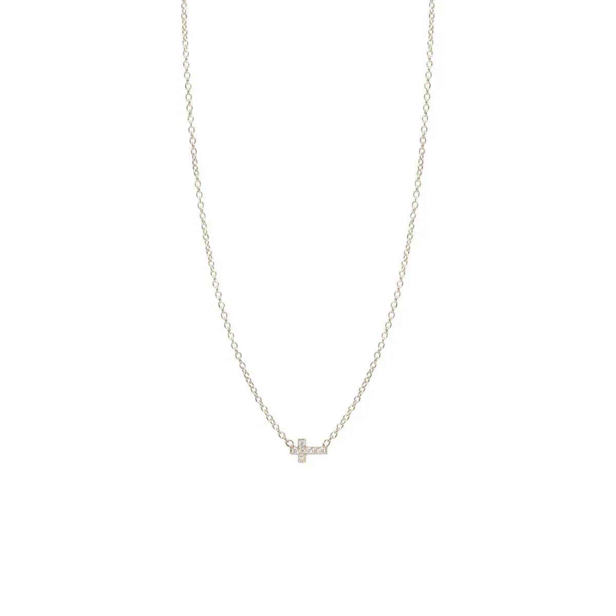 14k Pavé Diamond Itty Bitty Cross Necklace