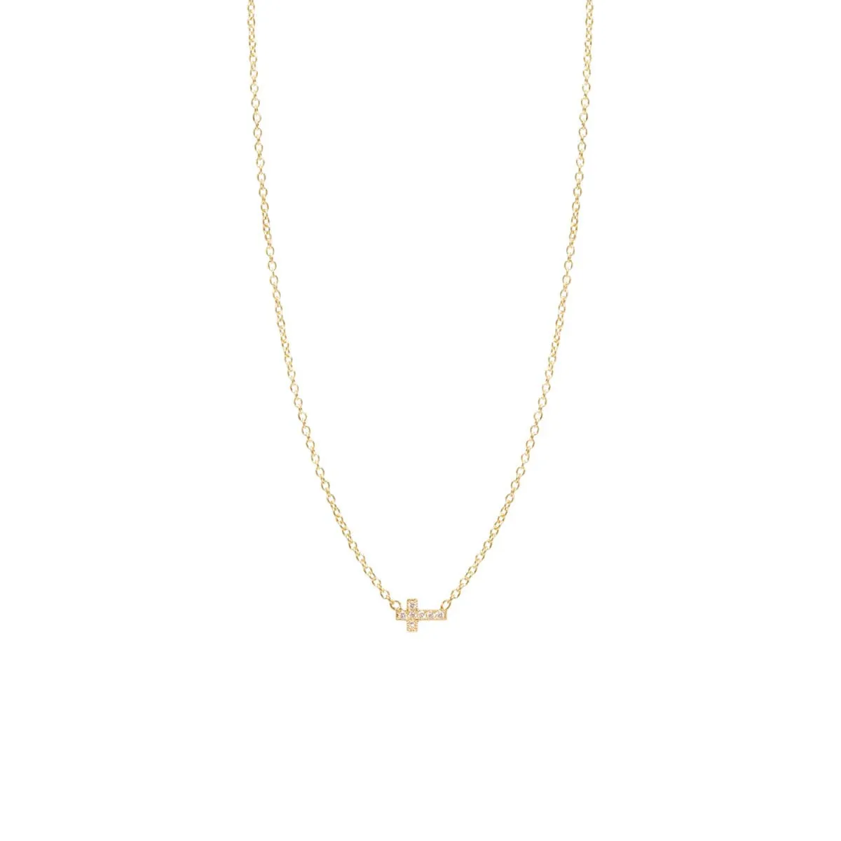 14k Pavé Diamond Itty Bitty Cross Necklace