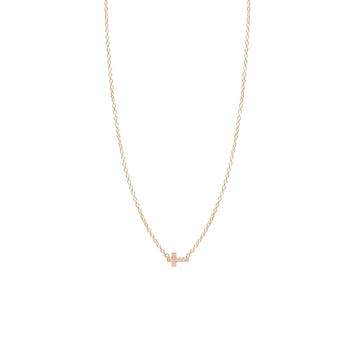 14k Pavé Diamond Itty Bitty Cross Necklace