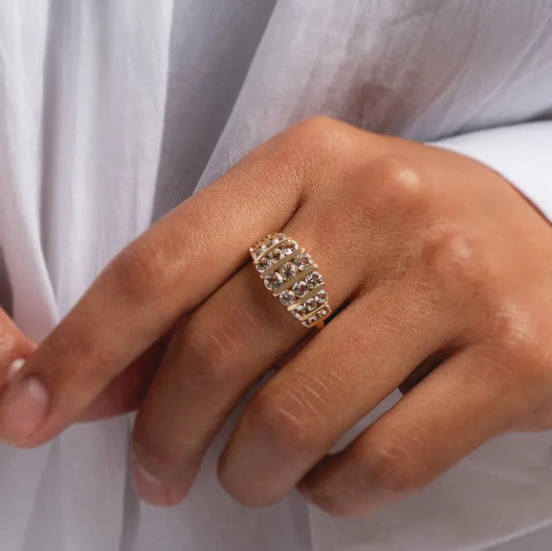 14k Regal White Topaz Statement Ring