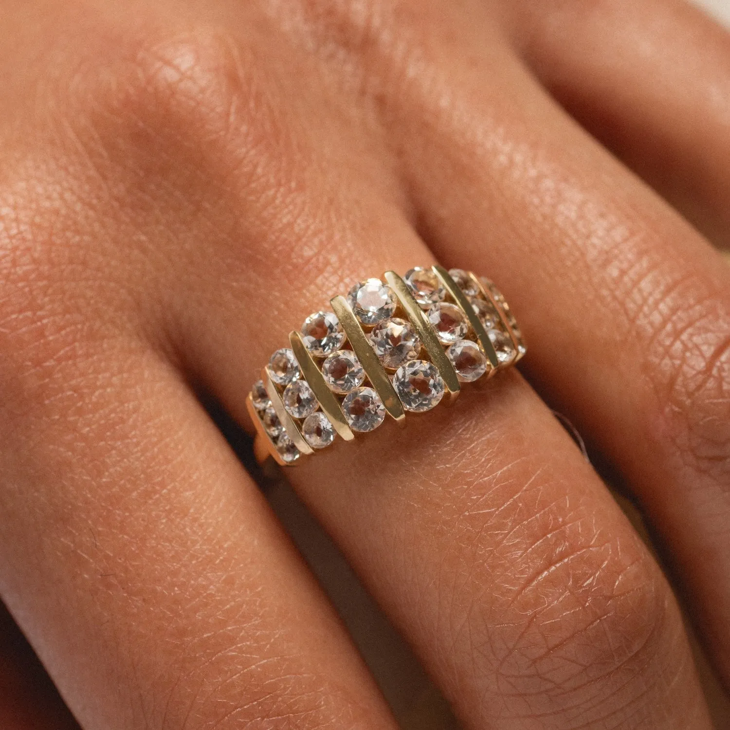 14k Regal White Topaz Statement Ring