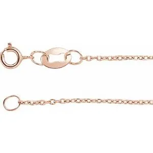 14K Rose 1 mm Diamond-Cut Cable 18" Chain