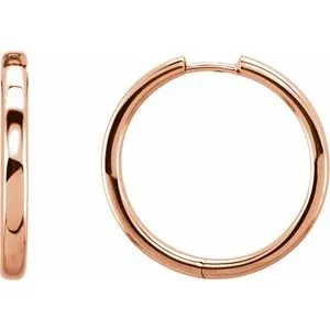 14K Rose 29 mm Hinged Hoop Earrings
