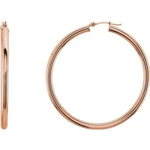 14K Rose 48 mm Tube Hoop Earrings