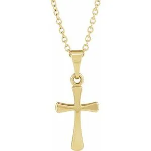 14K Rose Cross 18" Necklace