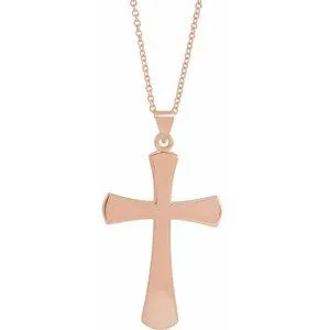 14K Rose Cross 18" Necklace