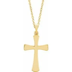 14K Rose Cross 18" Necklace