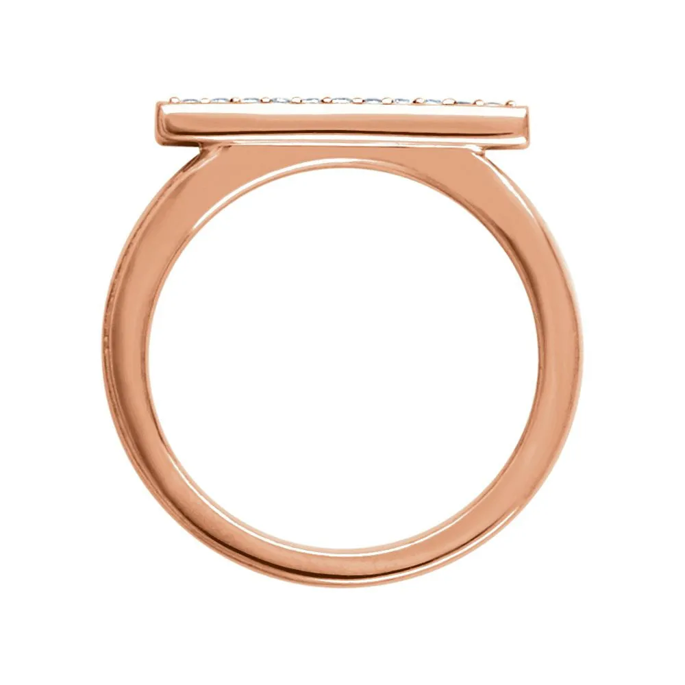 14k Rose Gold 1/10 CTW Diamond Bar Ring, Size 7