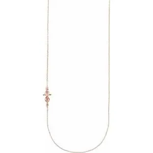 14K Rose Infinity-Inspired Off-Center Sideways Cross 16" Necklace