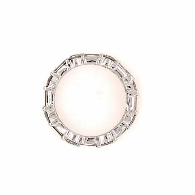 14K Round Baguette Diamond Bar Set Eternity Band Two-Tone Gold