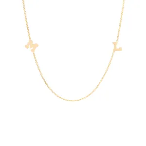 14k Scattered Block Letter Necklace