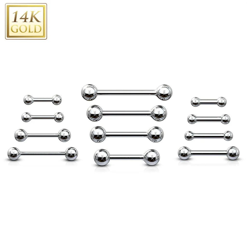 14K Solid Gold Barbell Rings for Tongue Ear Cartilage 14G