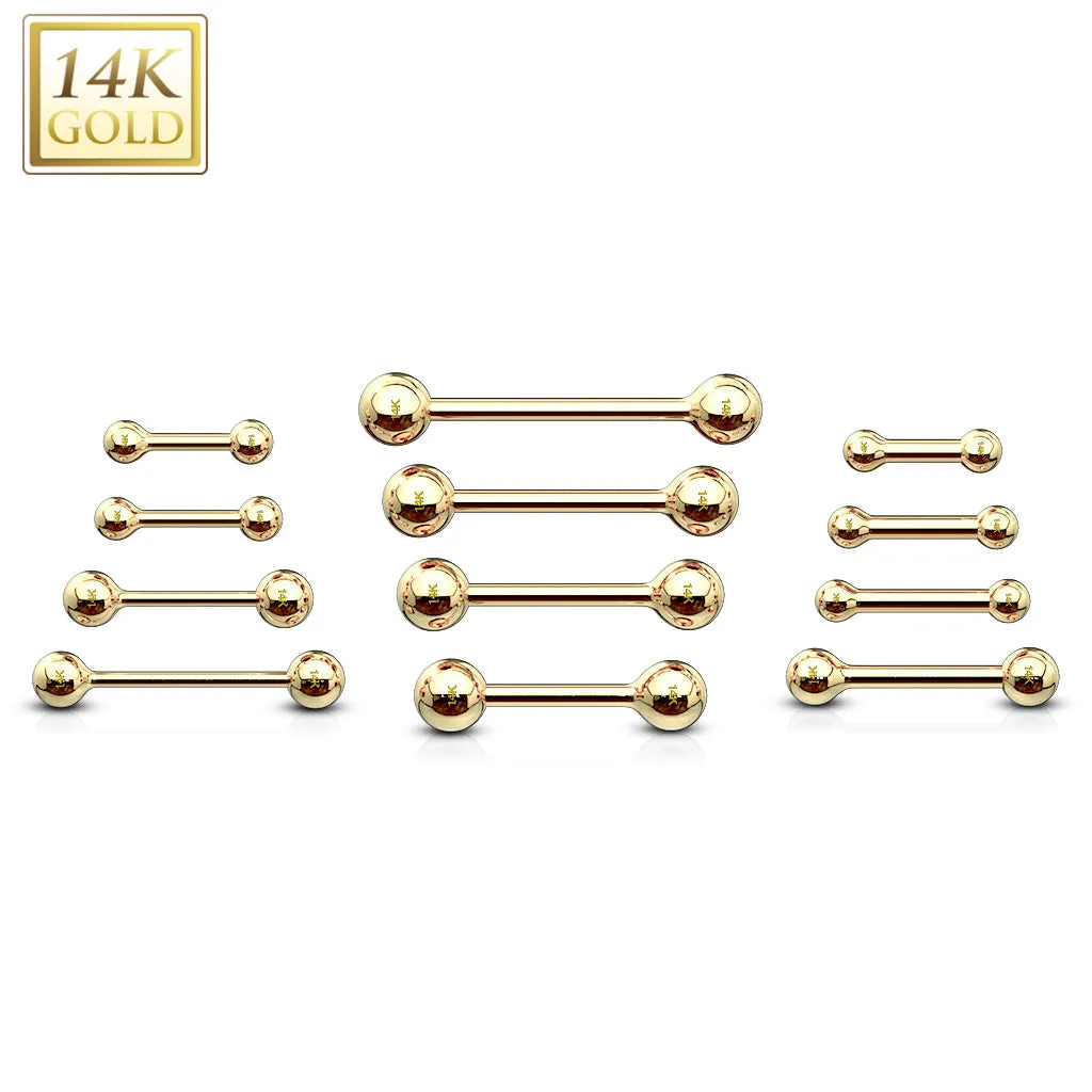 14K Solid Gold Barbell Rings for Tongue Ear Cartilage 14G