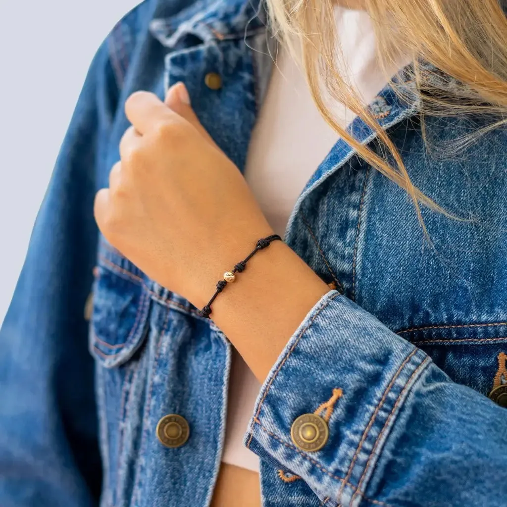 14K Solid Gold Bead Red String Bracelet