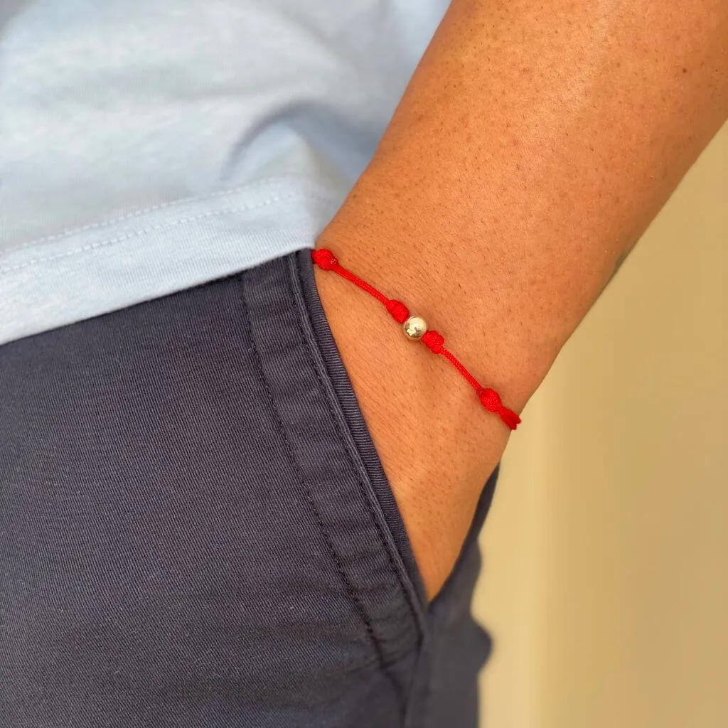 14K Solid Gold Bead Red String Bracelet